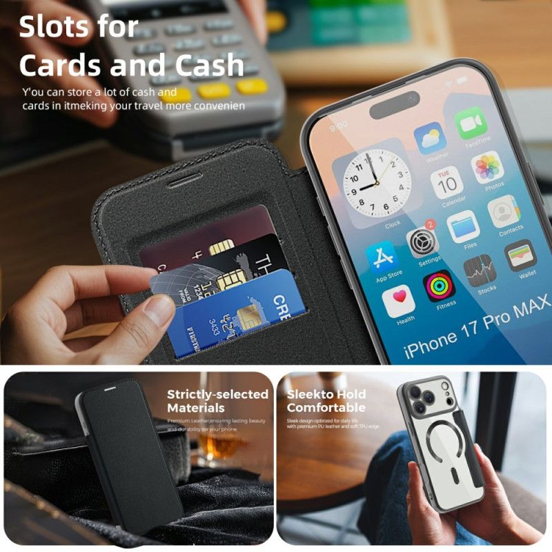 Folio Deksel iPhone 17 Pro Magsafe-kompatibel Med Rfid-blokkering Beskyttelse Deksel