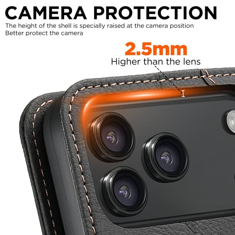 Folio Deksel Til iPhone 17 Pro Magsafe-kompatibelt Litchi-tekstur