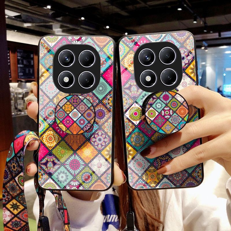 Deksel Xiaomi Redmi Note 14 Pro 4g Stativ Og Stropp Med Lappeteppemønster Beskyttelse Deksel