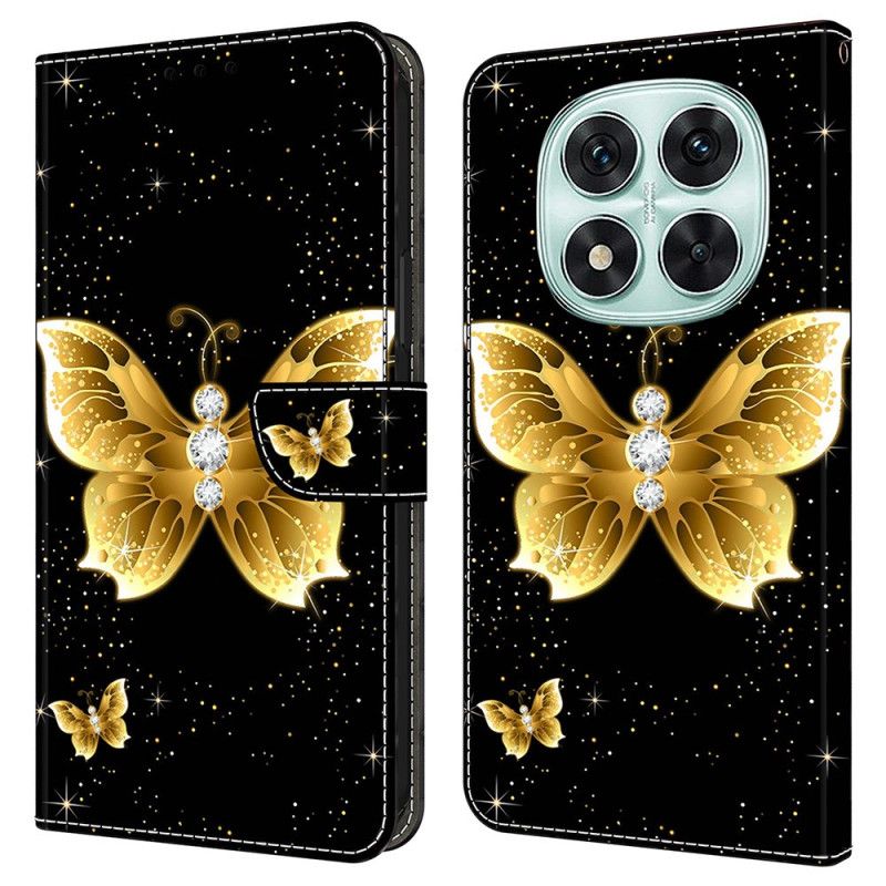 Folio Deksel Til Xiaomi Redmi Note 14 Pro 4g Gyldne Sommerfugler