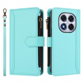 Folio Deksel Til Xiaomi Redmi Note 14 Pro 4g Lommebok Med 9 Kortspor Og Snor