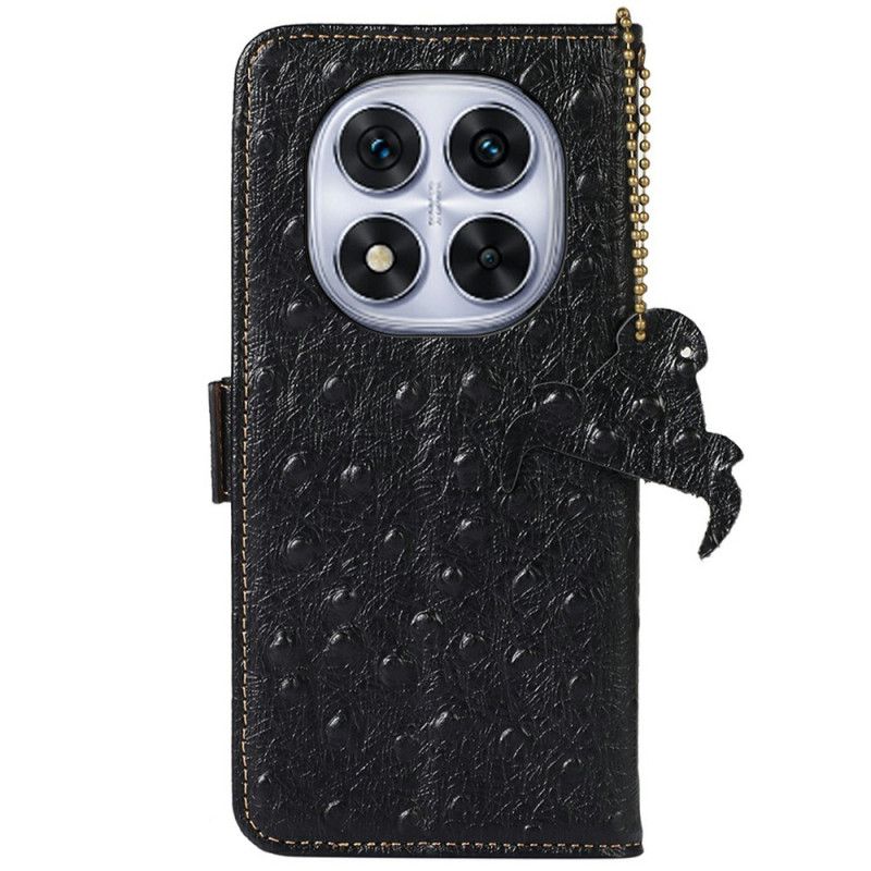 Folio Deksel Til Xiaomi Redmi Note 14 Pro 4g Rfid-blokkerende Strutseskinn