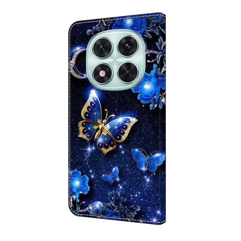 Folio Deksel Til Xiaomi Redmi Note 14 Pro 4g Skinnende Sommerfugler