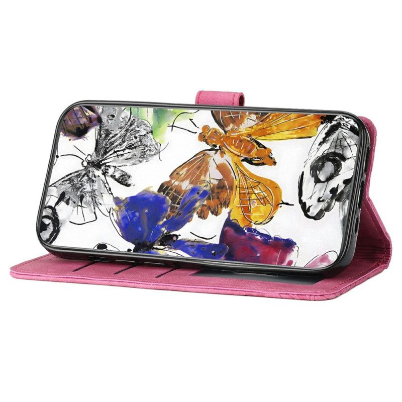 Folio Deksel Xiaomi Redmi Note 14 Pro 4g Sommerfugler Med Semsket Skinn-effekt Beskyttelse Deksel