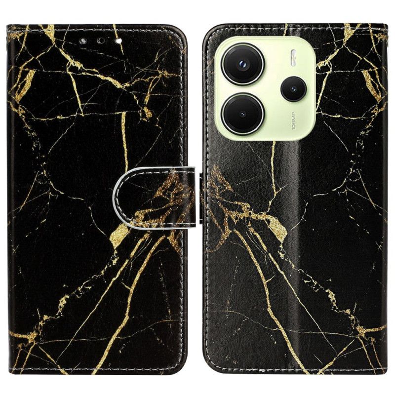 Folio Deksel Xiaomi Redmi Note 14 Pro 4g Svart Og Gullmarmor