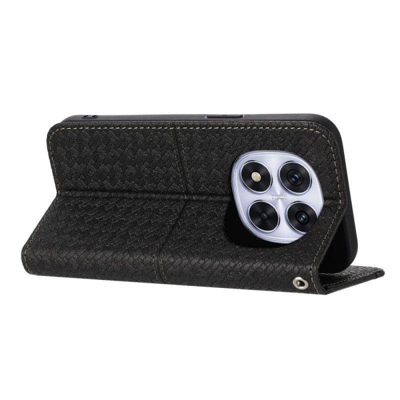 Folio Deksel Xiaomi Redmi Note 14 Pro 4g Vevd Tekstur Med Stropp Beskyttelse Deksel