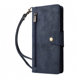 Lærdeksel Folio Deksel Xiaomi Redmi Note 14 Pro 4g Lommebok Med Glidelås Og Stropp