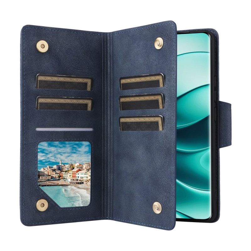 Lærdeksel Folio Deksel Xiaomi Redmi Note 14 Pro 4g Lommebok Med Glidelås Og Stropp