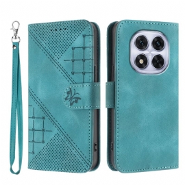 Lærdeksel Folio Deksel Xiaomi Redmi Note 14 Pro 4g Mobildeksel Geometrisk Mønster Med Stropp