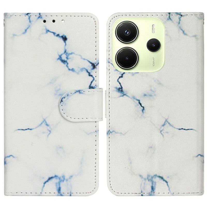 Lærdeksel Folio Deksel Xiaomi Redmi Note 14 Pro 4g Mobildeksel Hvitt Marmormønster