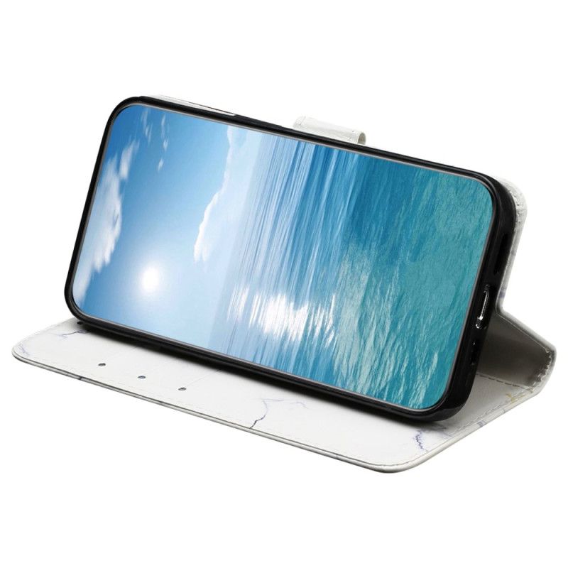 Lærdeksel Folio Deksel Xiaomi Redmi Note 14 Pro 4g Mobildeksel Hvitt Marmormønster