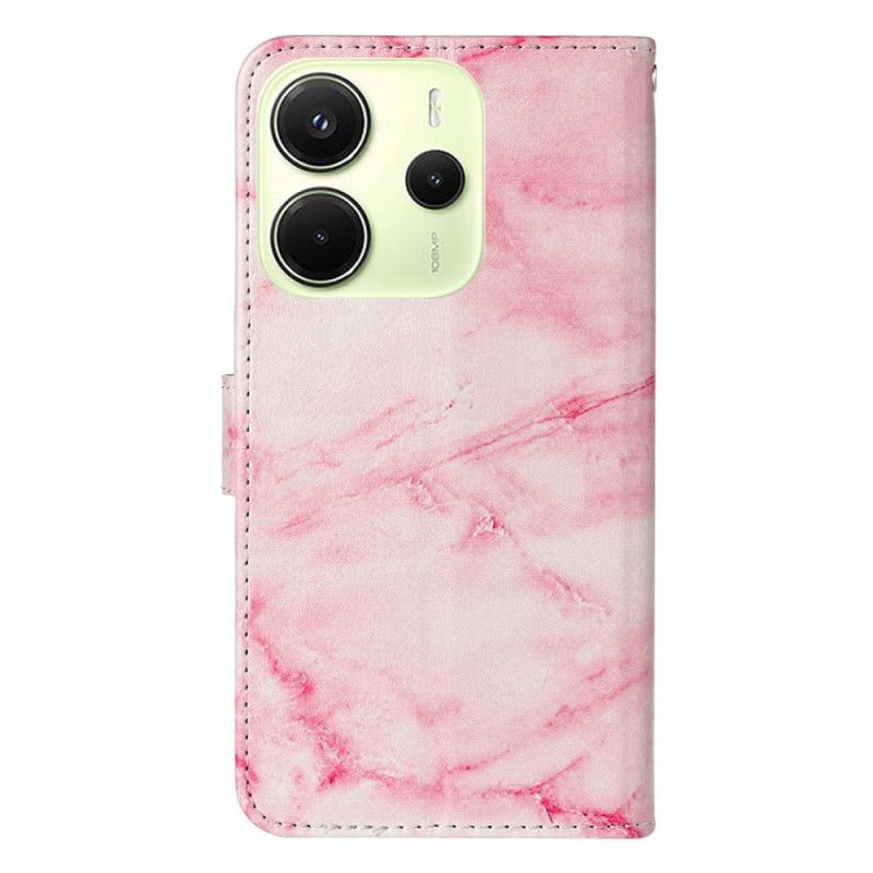 Lærdeksel Folio Deksel Xiaomi Redmi Note 14 Pro 4g Mobildeksel Rosa Marmormønster