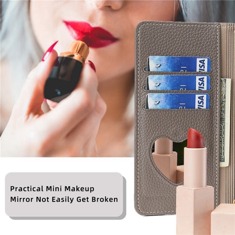 Lærdeksel Folio Deksel Xiaomi Redmi Note 14 Pro 4g Mobildeksel Speillommebok Med Kjede