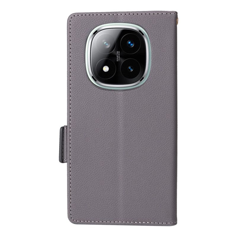 Lærdeksel Folio Deksel Xiaomi Redmi Note 14 Pro 4g Mobildeksel Stropp I Litchi-imitasjonsskinn