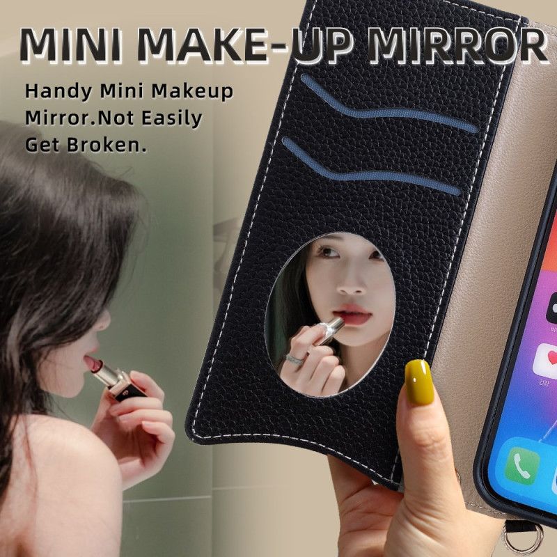 Lærdeksel Folio Deksel Xiaomi Redmi Note 14 Pro 4g Tofarget Lommebok Med Kjede