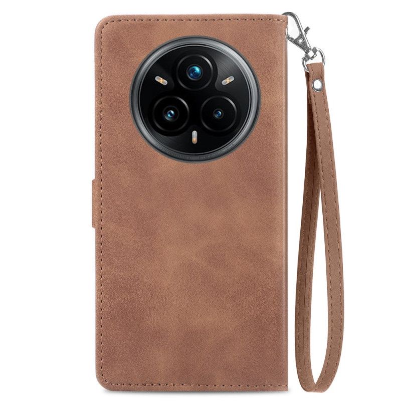 Folio Deksel Realme 14 Pro 5g Semsket Skinn Med Blondeeffekt Veske Og Stropp Beskyttelse Deksel