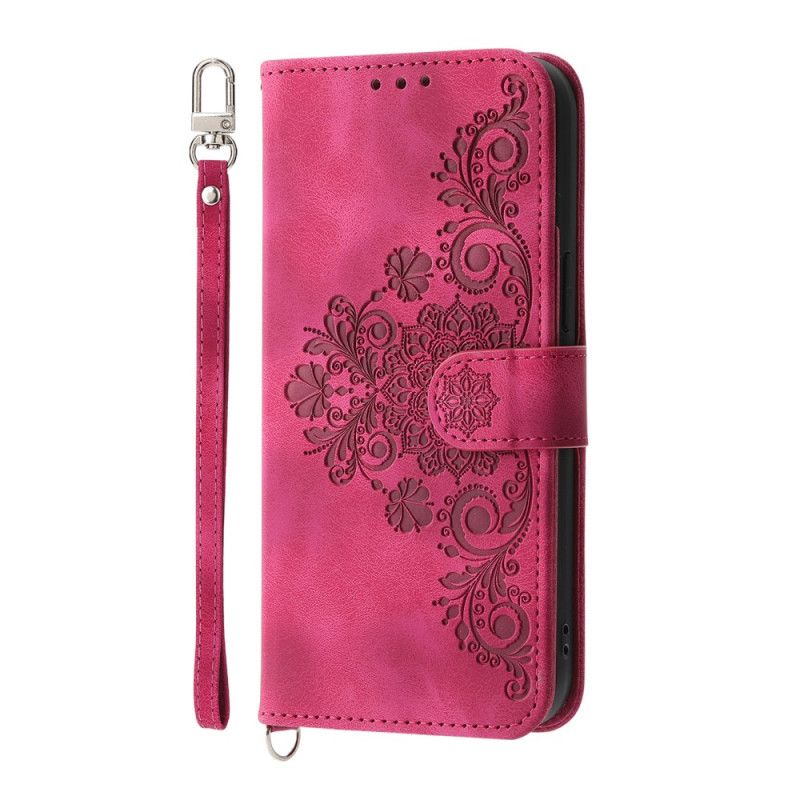 Folio Deksel Til Realme 14 Pro 5g Blomsterblonder Med Stropp