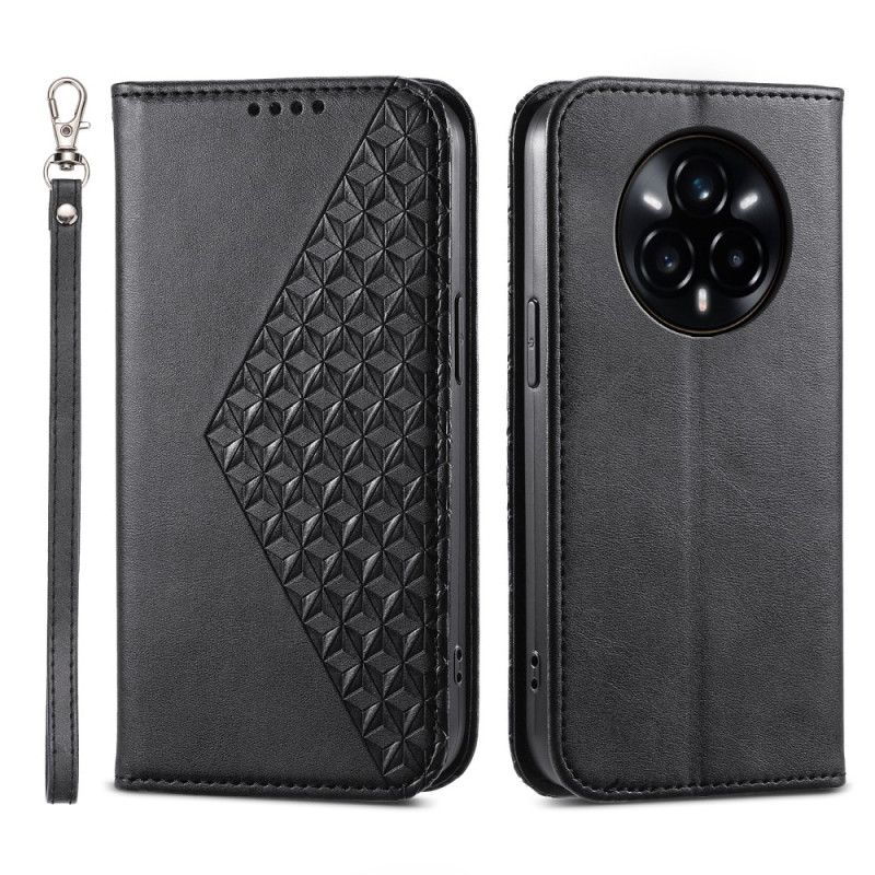 Folio Deksel Til Realme 14 Pro 5g Teksturert Design Med Karabinlås