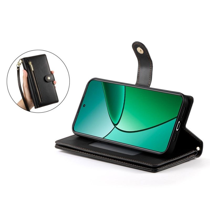 Lærdeksel Folio Deksel Realme 14 Pro 5g Lommebokdesign Med Rem Og Skulderrem