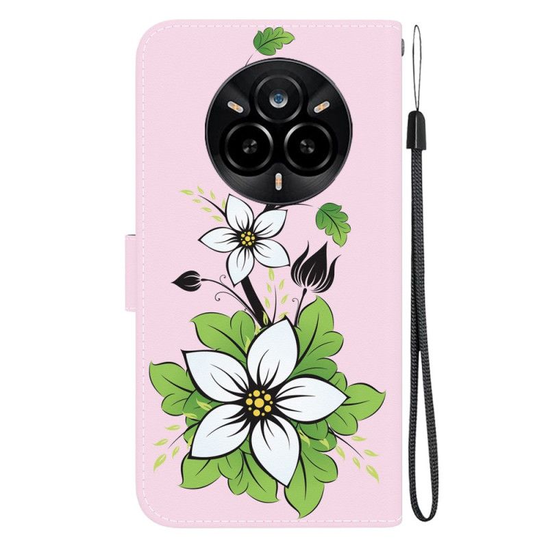 Lærdeksel Folio Deksel Realme 14 Pro 5g Mobildeksel Liljemønster