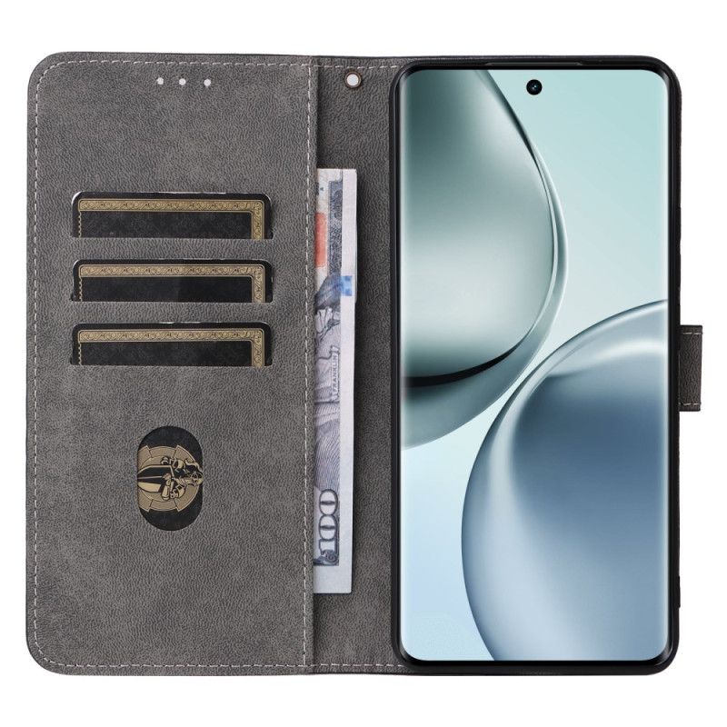 Lærdeksel Folio Deksel Realme 14 Pro 5g Mobildeksel Rfid-beskyttelse I Semsket Skinn-effekt Med Stropp