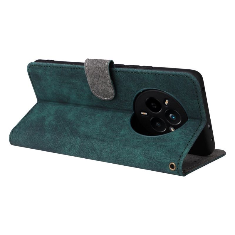 Lærdeksel Folio Deksel Realme 14 Pro 5g Mobildeksel Rfid-beskyttelse I Semsket Skinn-effekt Med Stropp