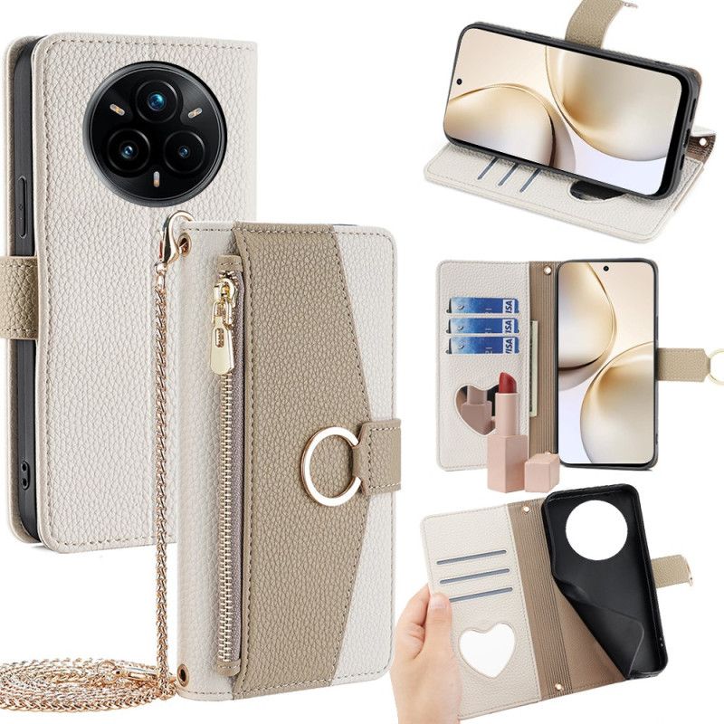 Lærdeksel Folio Deksel Realme 14 Pro 5g Mobildeksel Speil Og Kjede