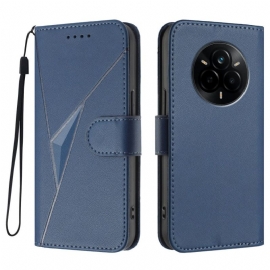 Lærdeksel Folio Deksel Realme 14 Pro 5g Mobildeksel Trekantet Mønster