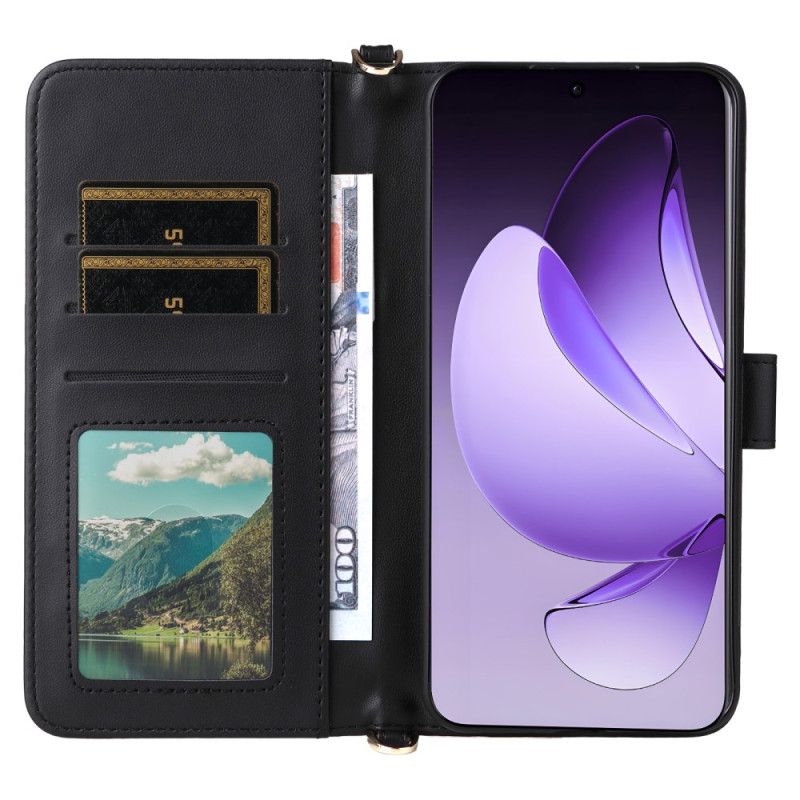 Lærdeksel Folio Deksel Oppo Reno 13 Pro 5g Mobildeksel Skulderstropp I Retrodesign