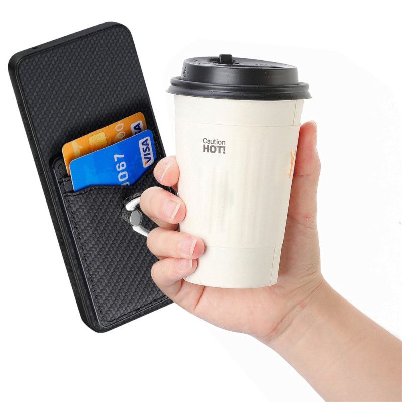 Deksel Samsung Galaxy S25 5g Edge Karbonfiber Med Kortholder Og Ringstativ Beskyttelse Deksel