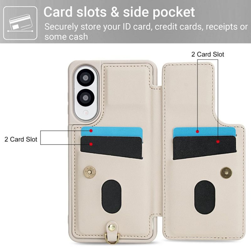 Deksel Samsung Galaxy S25 5g Edge Kortholder Med Blomstermotiv Og Snor