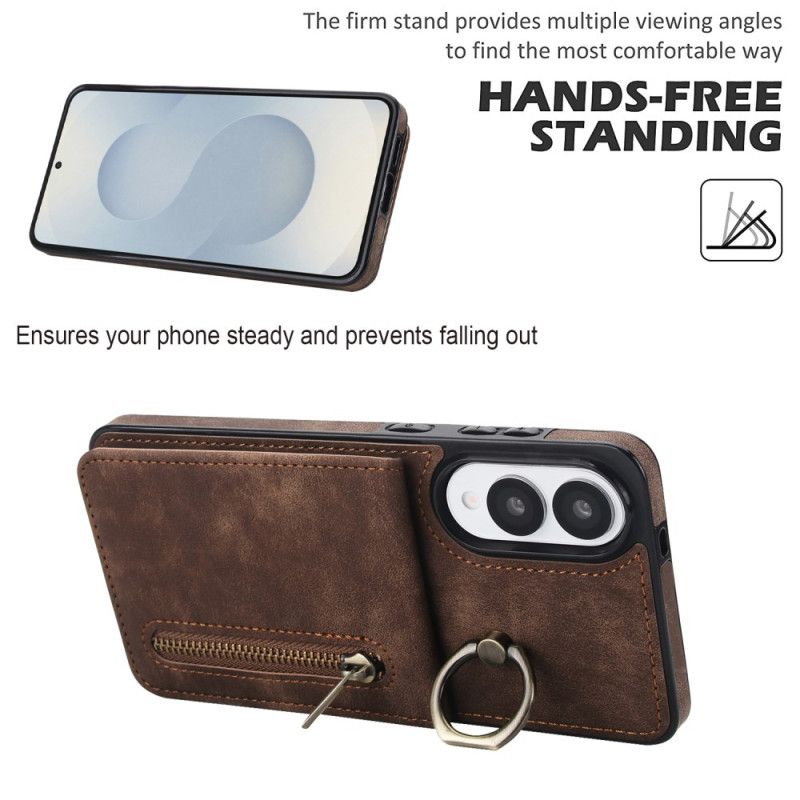 Deksel Samsung Galaxy S25 5g Edge Lommebok Med Glidelås Og Rfid-teknologi