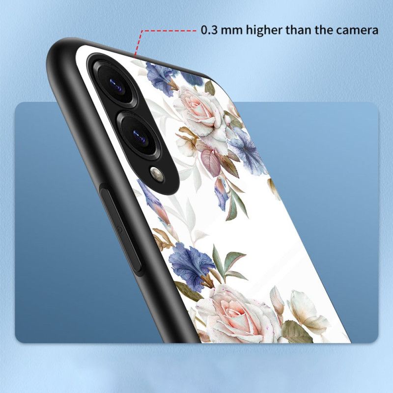 Deksel Samsung Galaxy S25 5g Edge Mobildeksel Kortholder Med Blomstermønster I Herdet Glass