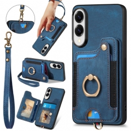 Deksel Samsung Galaxy S25 5g Edge Retro Rfid-kortholder Og Snor