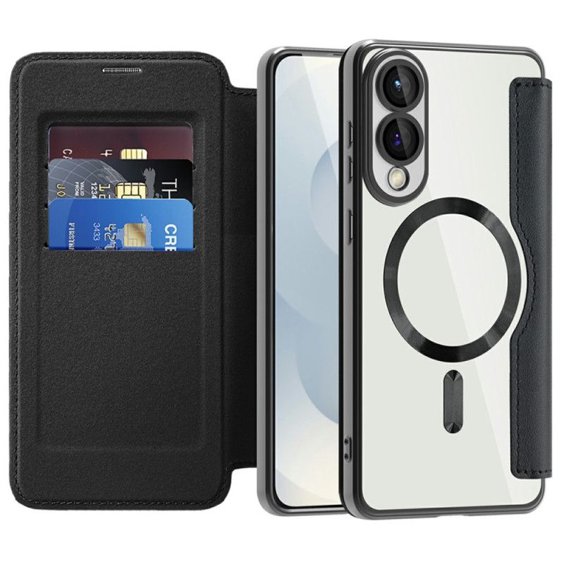 Folio Deksel Lær Samsung Galaxy S25 5g Edge Mobildeksel Magsafe-kompatibel Med Rfid-blokkering