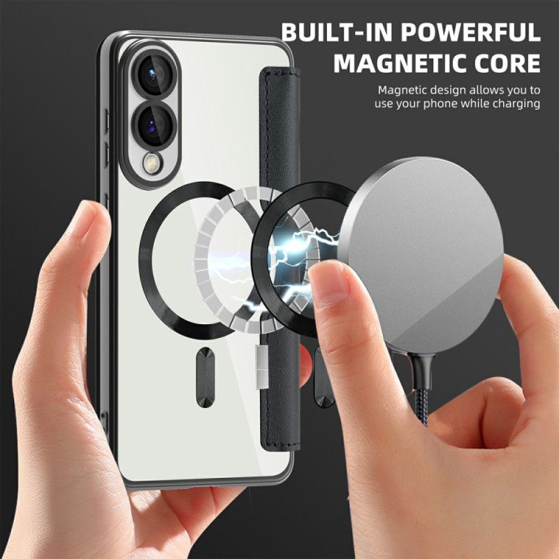 Folio Deksel Lær Samsung Galaxy S25 5g Edge Mobildeksel Magsafe-kompatibel Med Rfid-blokkering