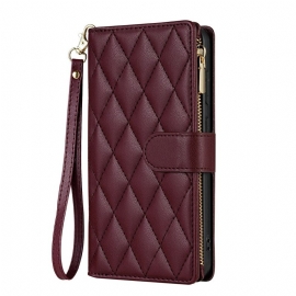 Folio Deksel Samsung Galaxy S25 5g Edge Lommebok Med Quiltet Motiv