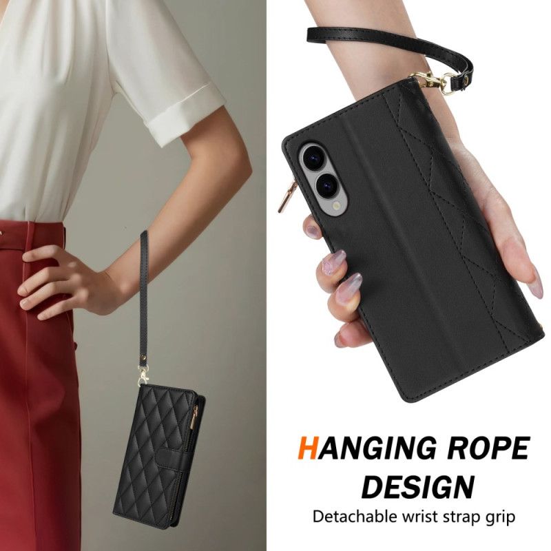 Folio Deksel Samsung Galaxy S25 5g Edge Lommebok Med Quiltet Motiv