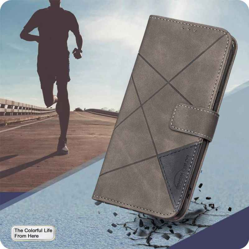 Folio Deksel Til Samsung Galaxy S25 5g Edge Geometrisk Mønster Binfen-farge