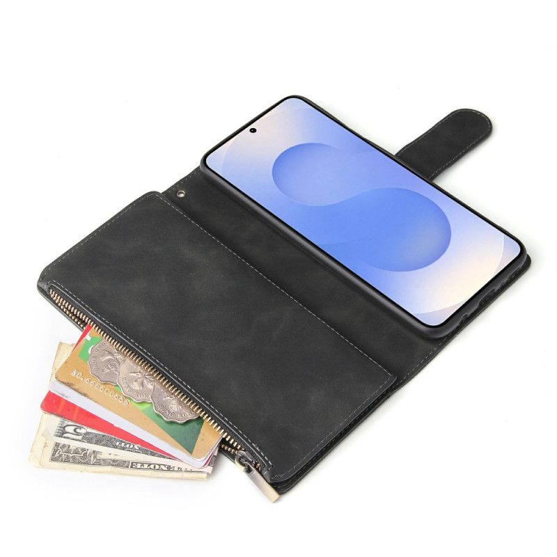 Lærdeksel Folio Deksel Samsung Galaxy S25 5g Edge Lommebok Med Semsket Skinn