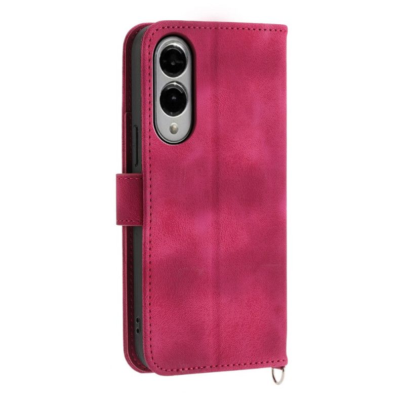 Lærdeksel Folio Deksel Samsung Galaxy S25 5g Edge Mobildeksel Blomstermønster Og Stropper