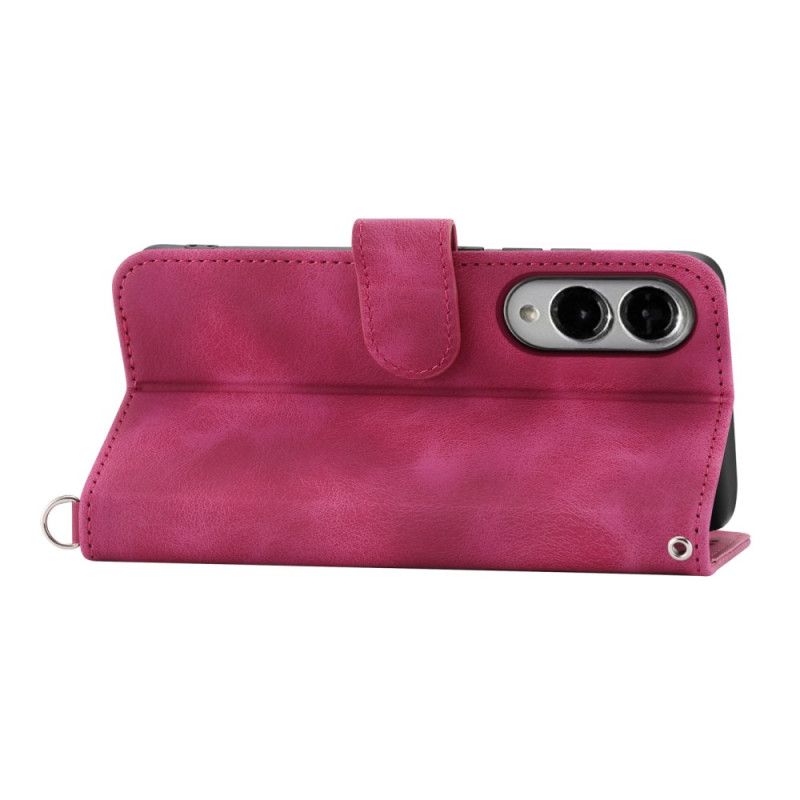 Lærdeksel Folio Deksel Samsung Galaxy S25 5g Edge Mobildeksel Blomstermønster Og Stropper