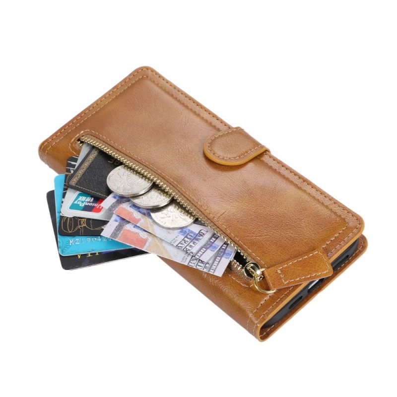 Lærdeksel Folio Deksel Samsung Galaxy S25 5g Edge Mobildeksel Glidelås Og Kortholder