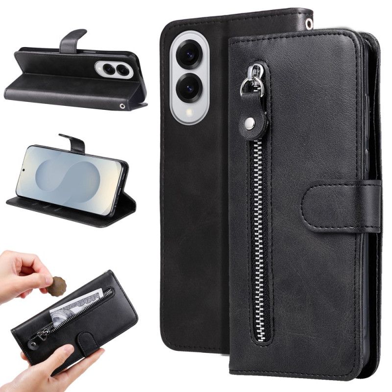 Lærdeksel Folio Deksel Samsung Galaxy S25 5g Edge Mobildeksel Glidelåslomme