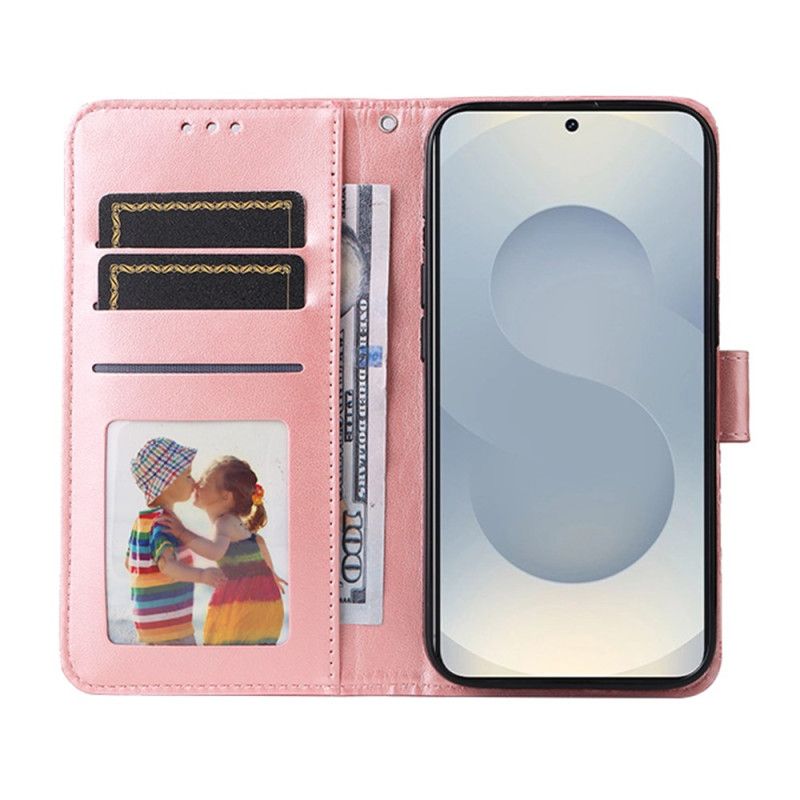 Lærdeksel Folio Deksel Samsung Galaxy S25 5g Edge Mobildeksel Solsikkemønster