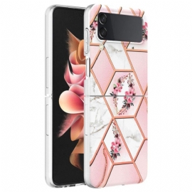 Deksel Til Samsung Galaxy Z Flip 4 Folio Deksel Floral Marmor