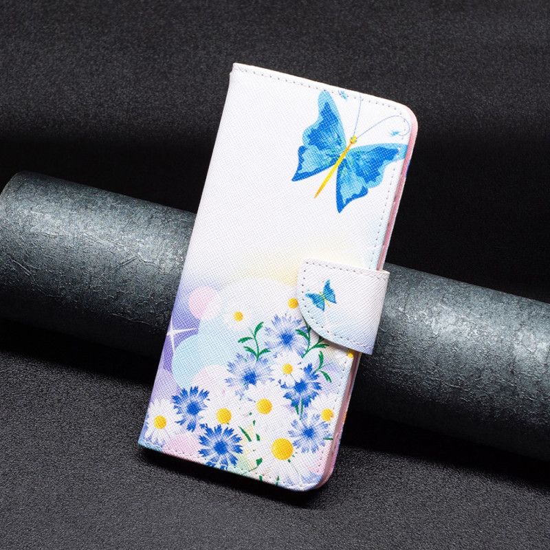 Folio Deksel iPhone 16 Pro Max Sommerfugl Og Blomster