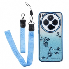 Deksel Vivo X300 Mobildeksel Strap-on Blomst Og Strass