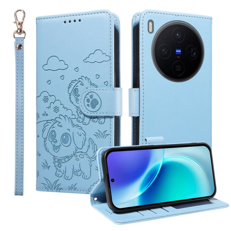 Folio Deksel Til Vivo X300 Rfid-beskyttelse Med Hundegravering