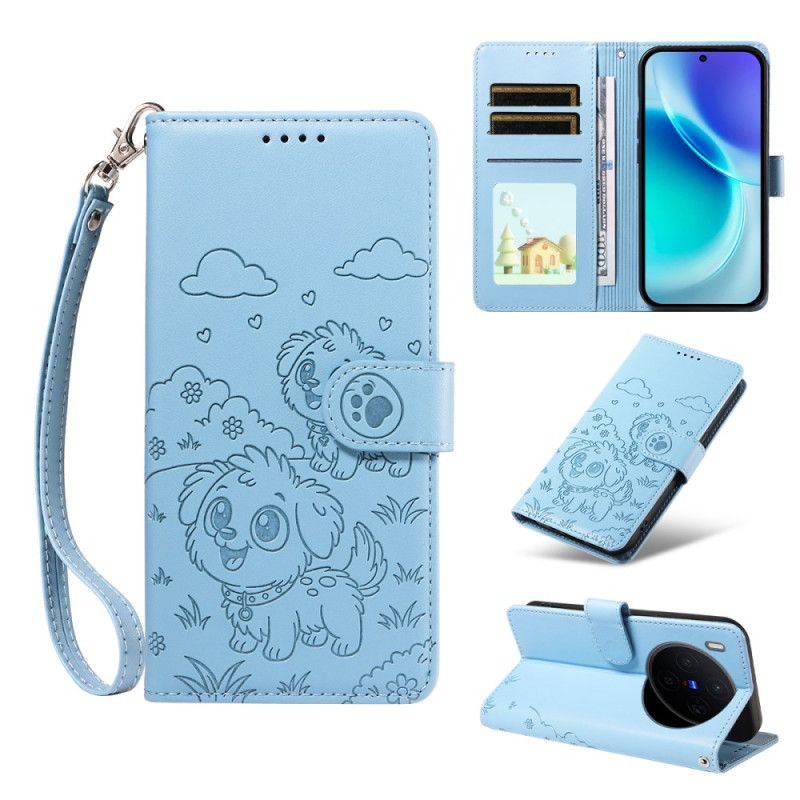 Folio Deksel Til Vivo X300 Rfid-beskyttelse Med Hundegravering